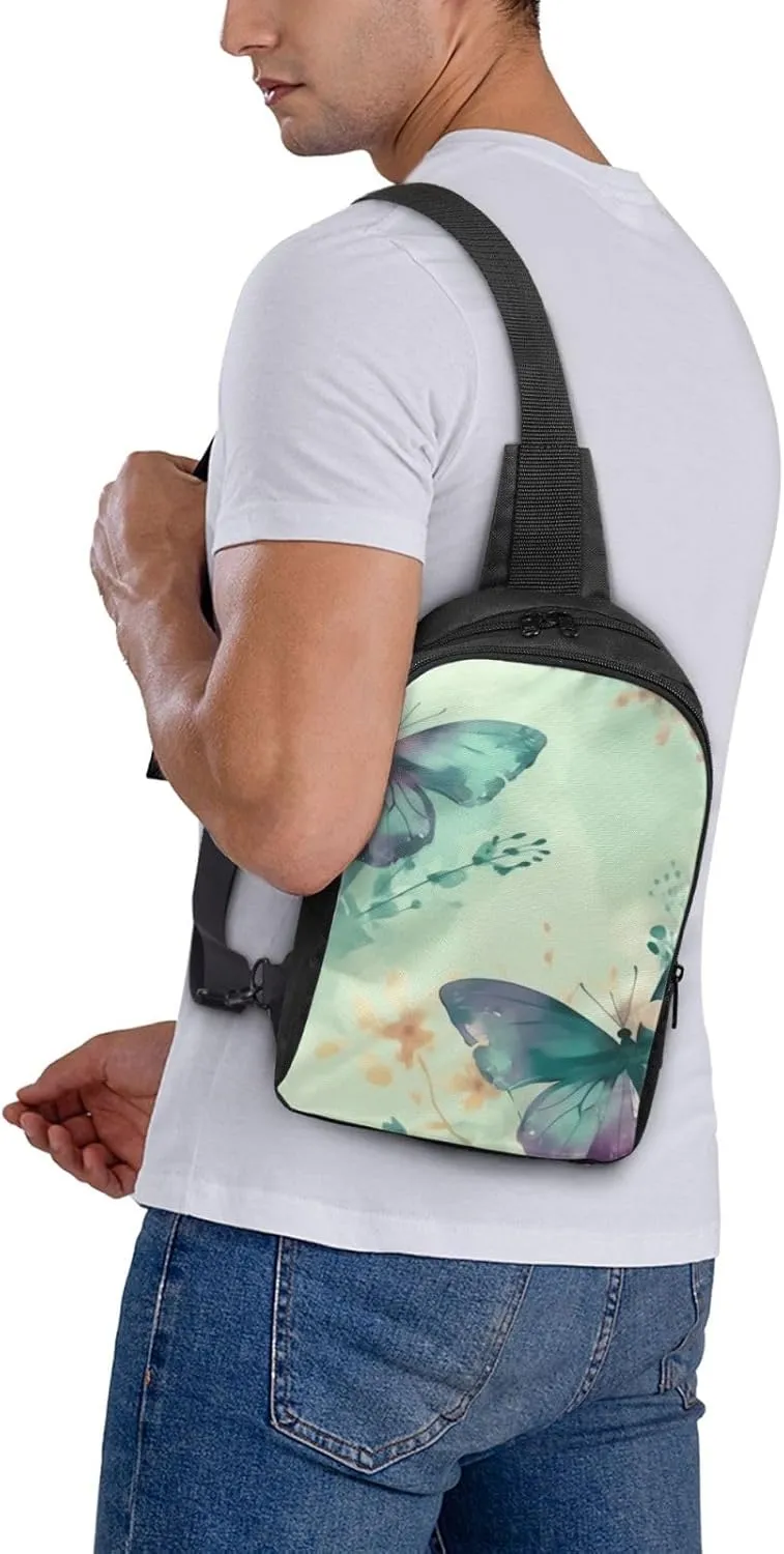 Sling bag for Women Men Trendy Sling Bakpack Casual Chest Bag Blue and Purple Fanny Pack for Travel Hiking