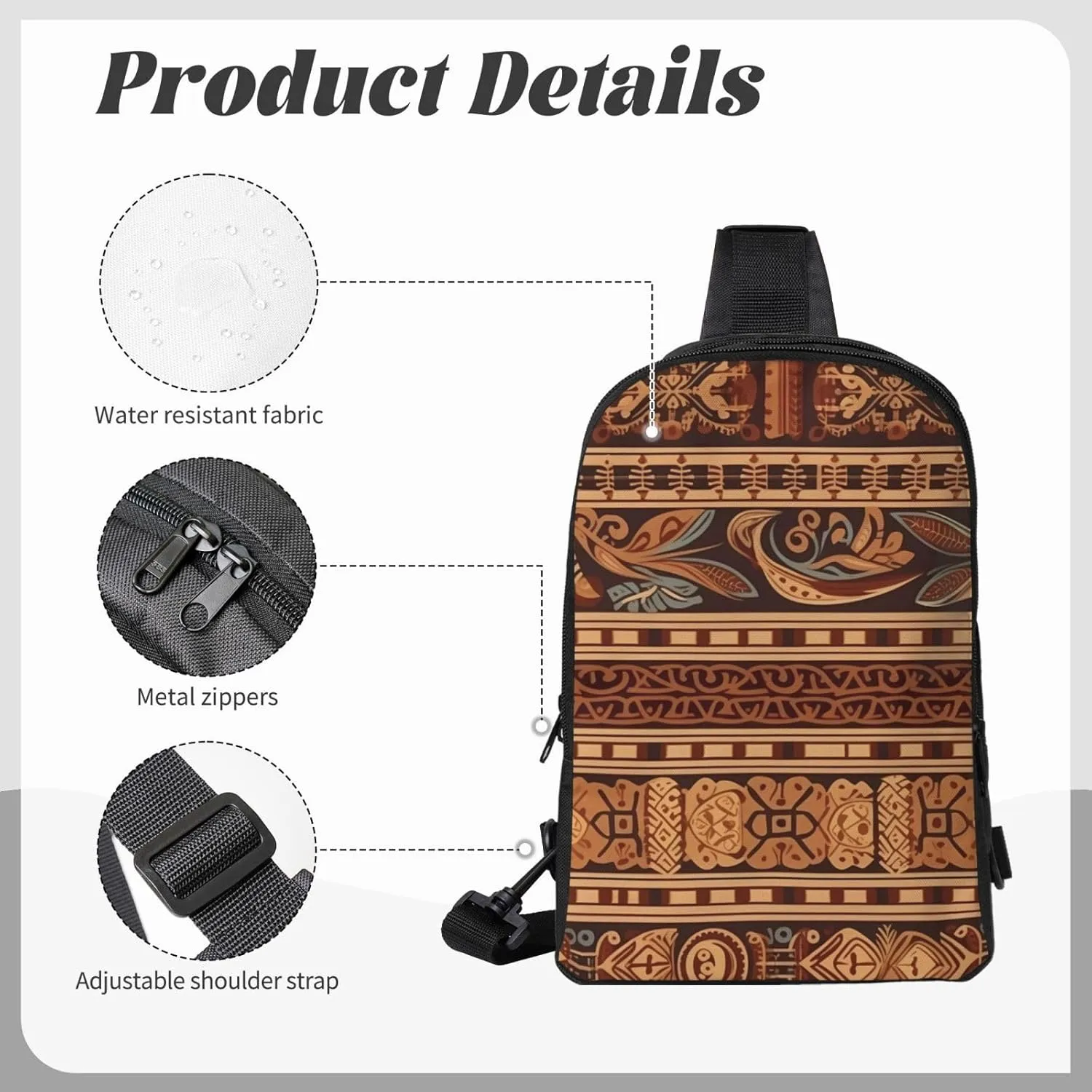 Sling bag for Women Men Trendy Sling Bakpack Casual Chest Bag Retro Pattern Fanny Pack for Travel Hiking