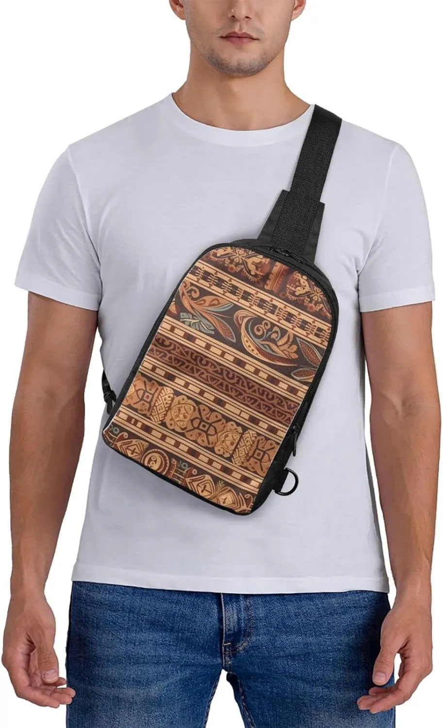 Sling bag for Women Men Trendy Sling Bakpack Casual Chest Bag Retro Pattern Fanny Pack for Travel Hiking