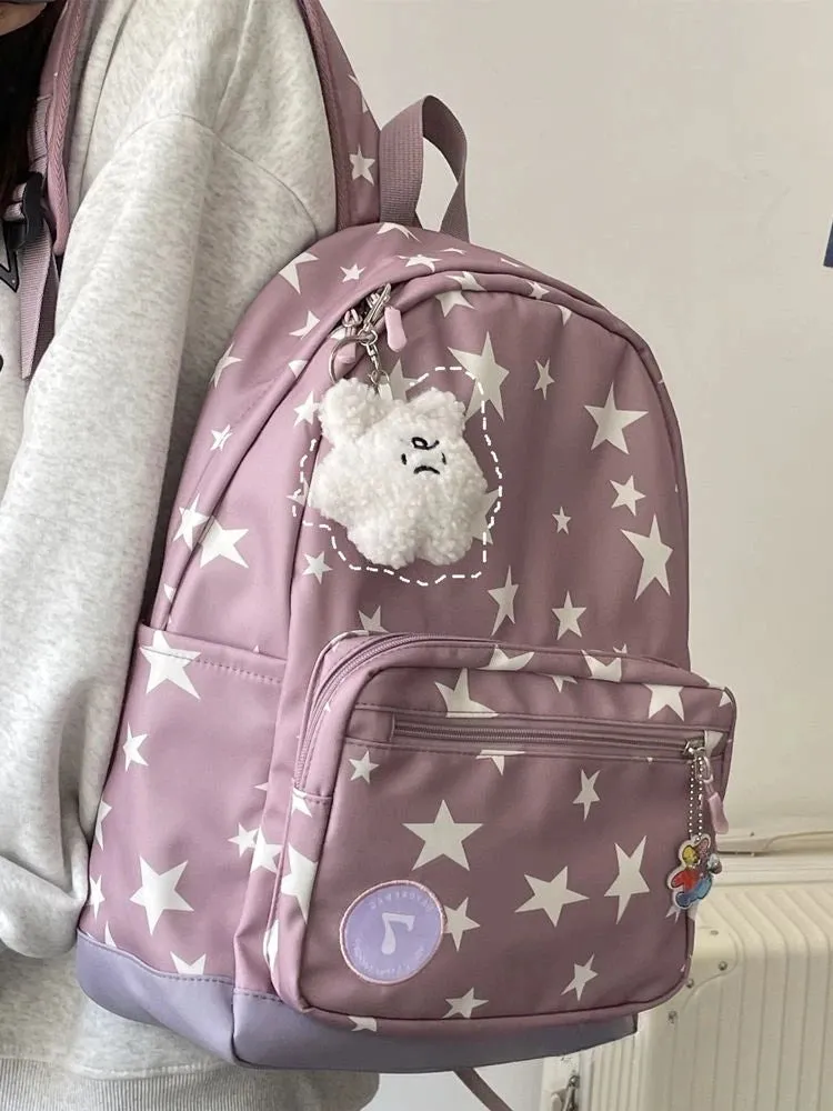 Uakiss Casual Backpacks for Women Nylon Star Cute Japanese Fashion Aesthetic Backpacks Waterproof New Ladies Korean Popular Bag