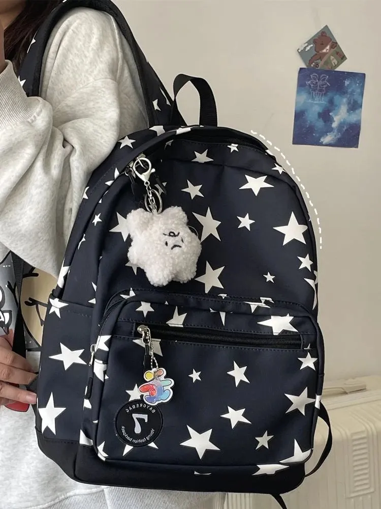 Uakiss Casual Backpacks for Women Nylon Star Cute Japanese Fashion Aesthetic Backpacks Waterproof New Ladies Korean Popular Bag