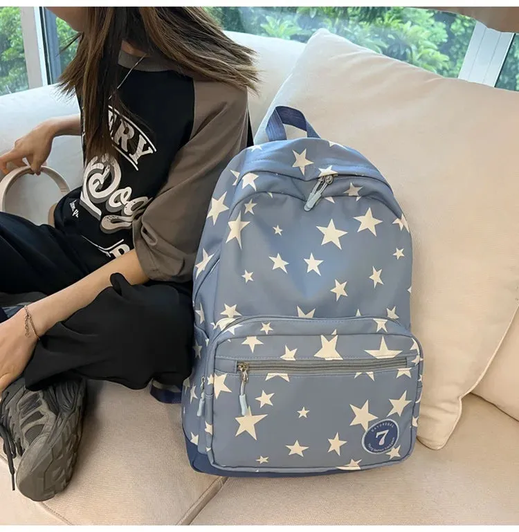Uakiss Casual Backpacks for Women Nylon Star Cute Japanese Fashion Aesthetic Backpacks Waterproof New Ladies Korean Popular Bag
