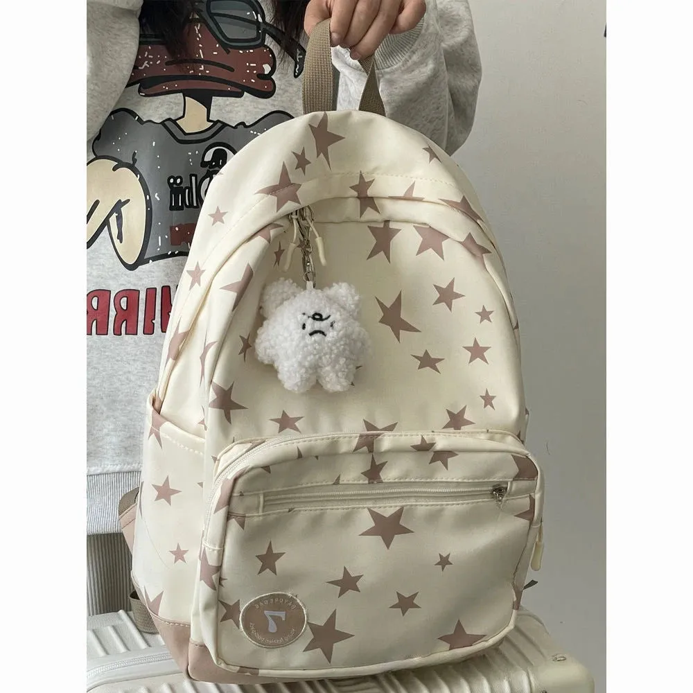 Uakiss Casual Backpacks for Women Nylon Star Cute Japanese Fashion Aesthetic Backpacks Waterproof New Ladies Korean Popular Bag