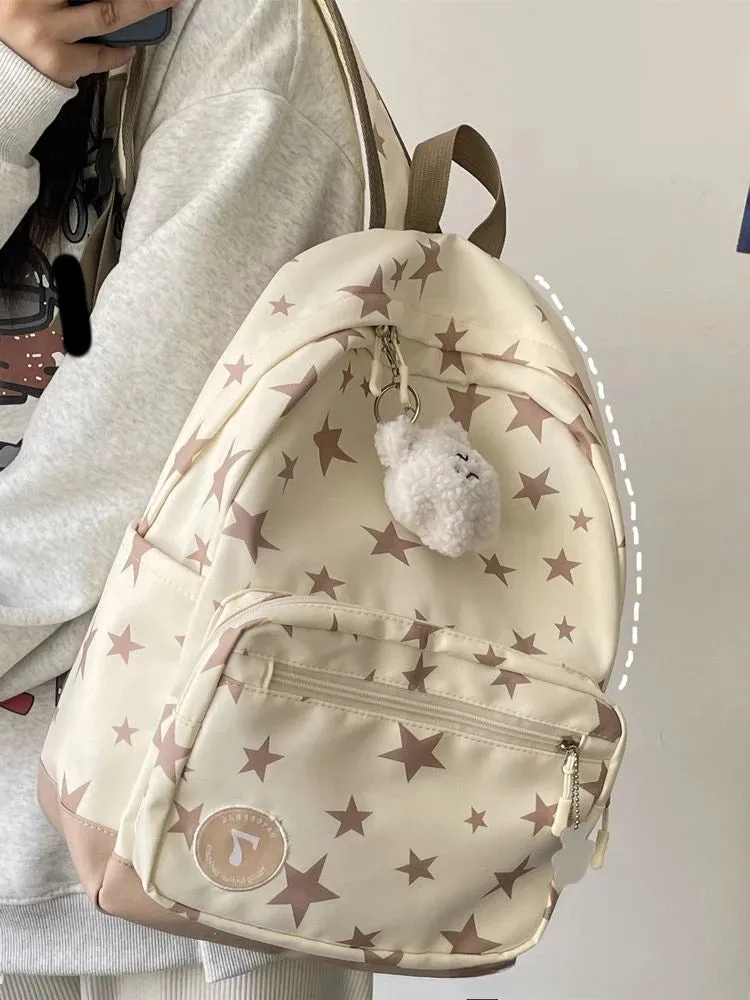 Uakiss Casual Backpacks for Women Nylon Star Cute Japanese Fashion Aesthetic Backpacks Waterproof New Ladies Korean Popular Bag