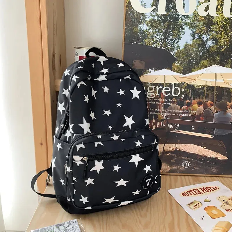 Uakiss Casual Backpacks for Women Nylon Star Cute Japanese Fashion Aesthetic Backpacks Waterproof New Ladies Korean Popular Bag