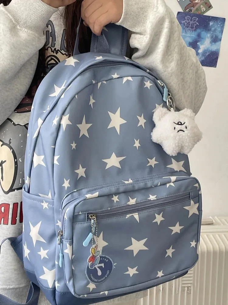 Uakiss Casual Backpacks for Women Nylon Star Cute Japanese Fashion Aesthetic Backpacks Waterproof New Ladies Korean Popular Bag