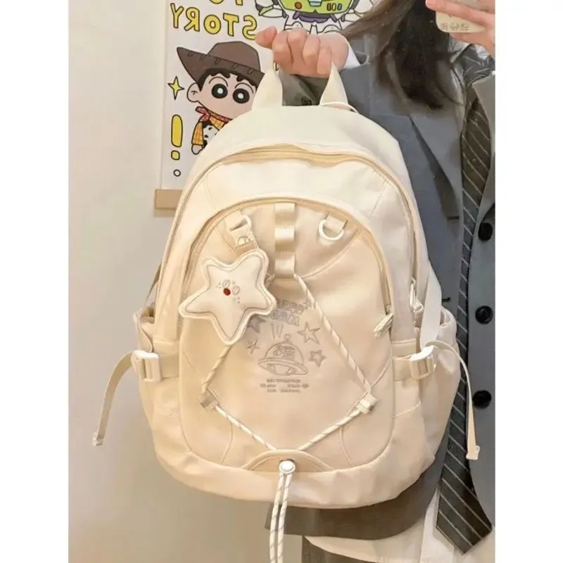 UAKISS  -  Fashion Star Pendant Aesthetic Student Schoolbag Korean Y2k Waterproof High Capacity Backpacks All Match Mochilas Para Mujer
