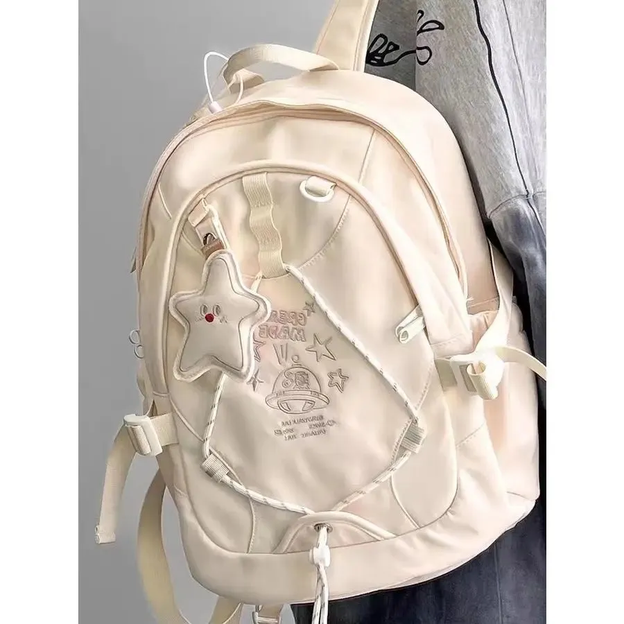 UAKISS  -  Fashion Star Pendant Aesthetic Student Schoolbag Korean Y2k Waterproof High Capacity Backpacks All Match Mochilas Para Mujer