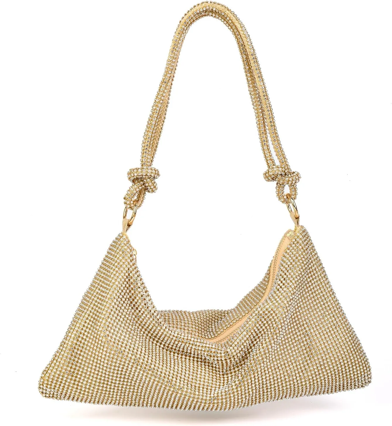 Valleycomfy Chic Rhinestone Purses for Women Sparkly Evening Handbag Bling Hobo Bag Shiny Silver Clutch Purse