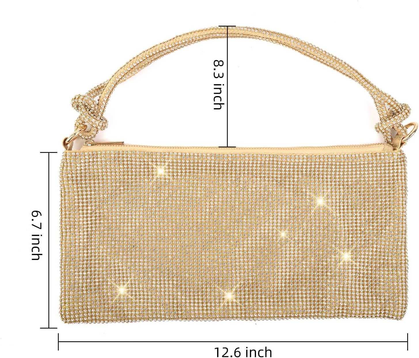 Valleycomfy Chic Rhinestone Purses for Women Sparkly Evening Handbag Bling Hobo Bag Shiny Silver Clutch Purse